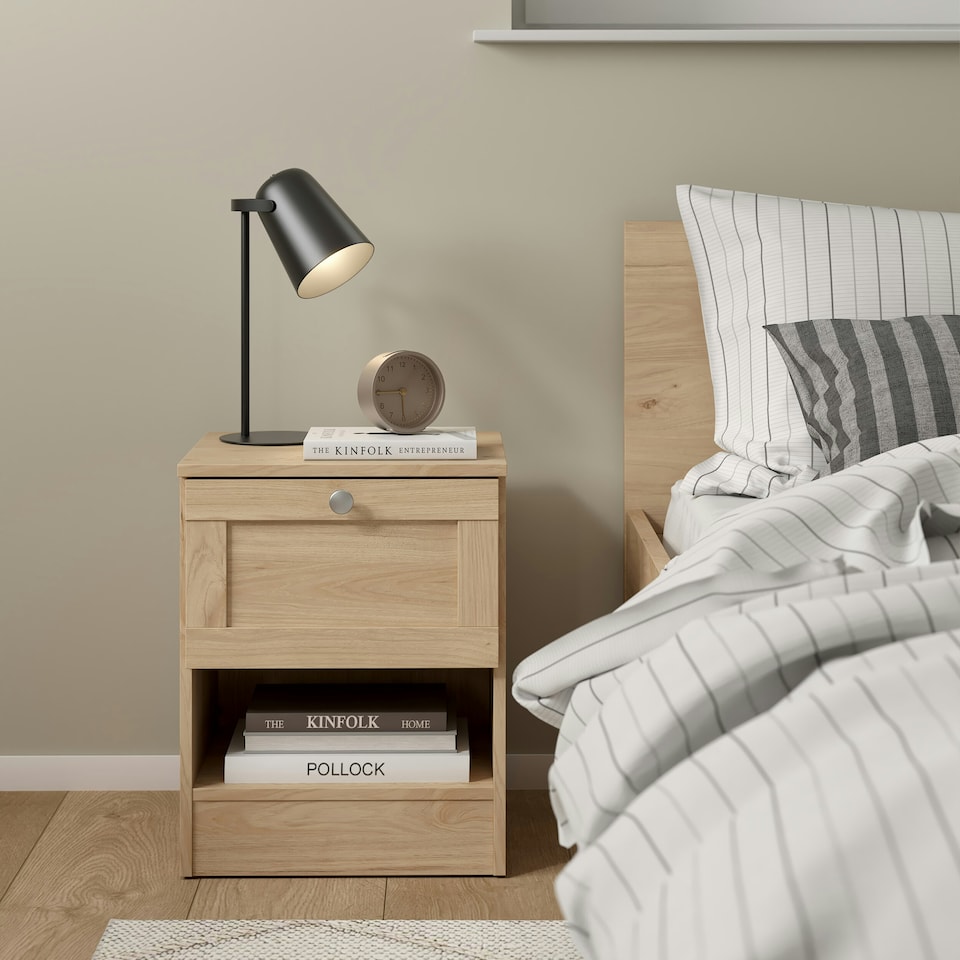 image 1 of Brande Nightstand with1 Frame Drawer in Jackson Hickory Brown