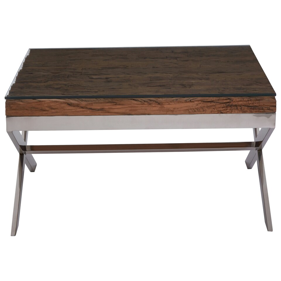 image 1 of Interiors by Premier Natural Coffee Table With Cross Base Brown