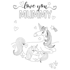 Unicorns Design Love You Mummy Mother's Day Card with Colouring Activity and Stickers