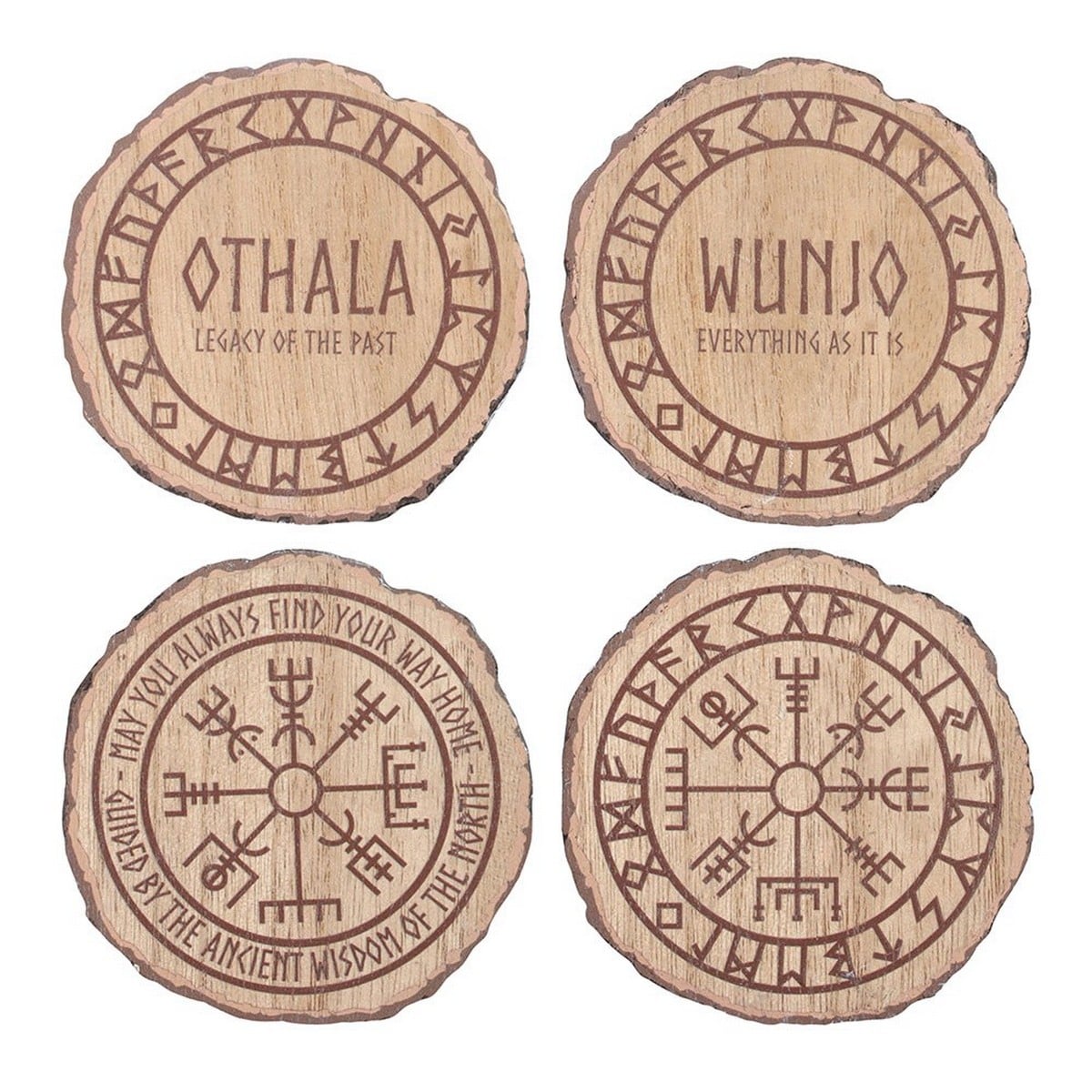 Something Different Norse Mythology Wood Coasters (Pack of 4) Multi Natural One Size 1