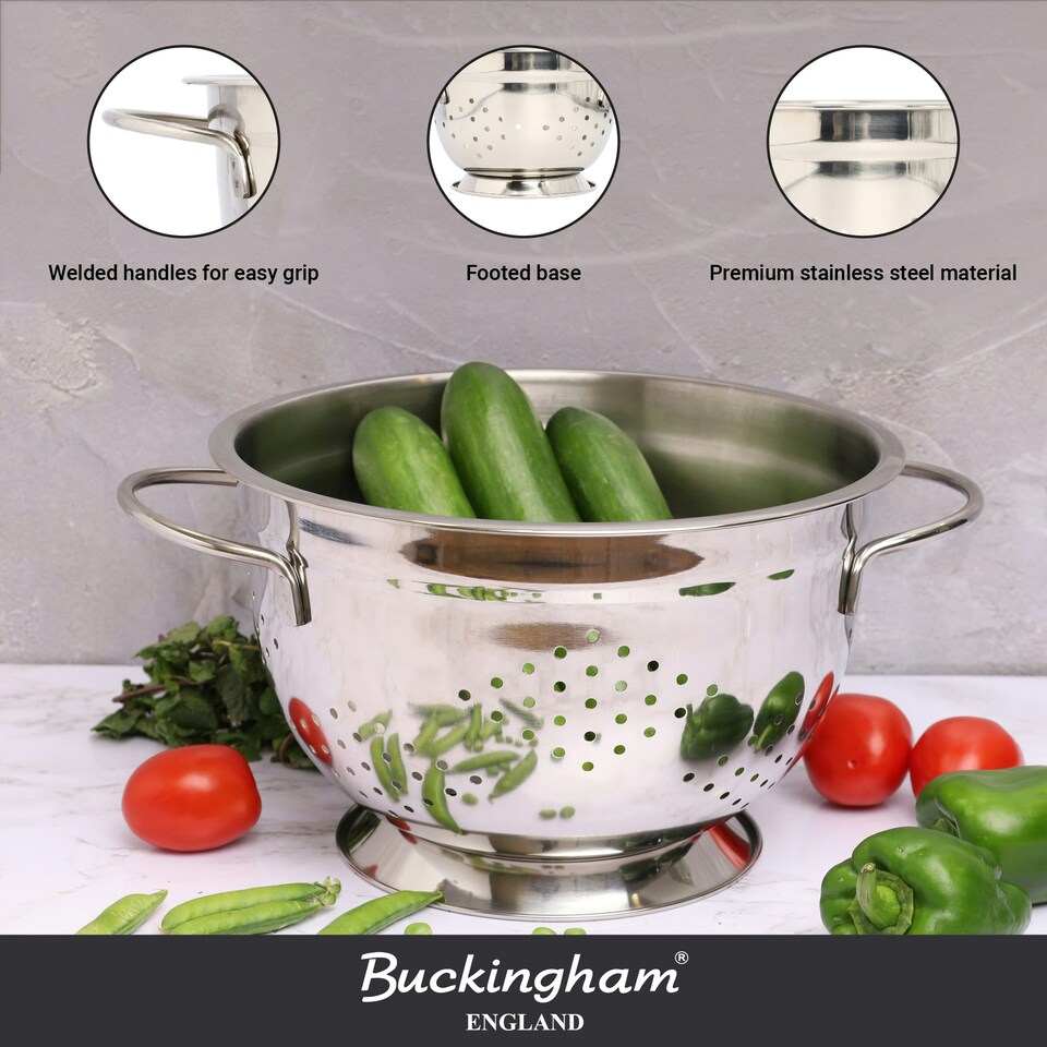image 1 of Buckingham Premium Stainless Steel Deep Colander 5.2 Litre / 26 cm