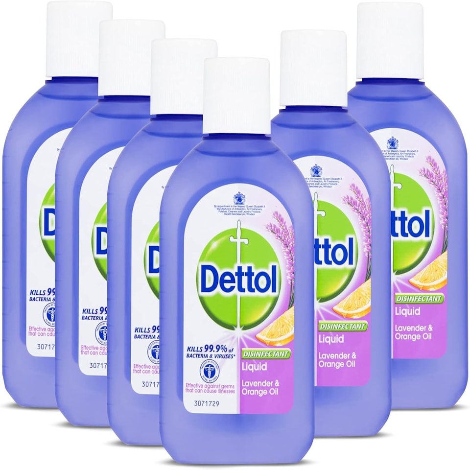 Dettol Disinfectant Liquid, Lavender and Orange Oil, Multipack of 6 X 500ml, Antibacterial, Disinfectants