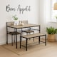image 2 of 4 Pcs Set Dining Room Table Metal Frame with 2 Matching Chairs and Bench Kitchen | Multi | Oak