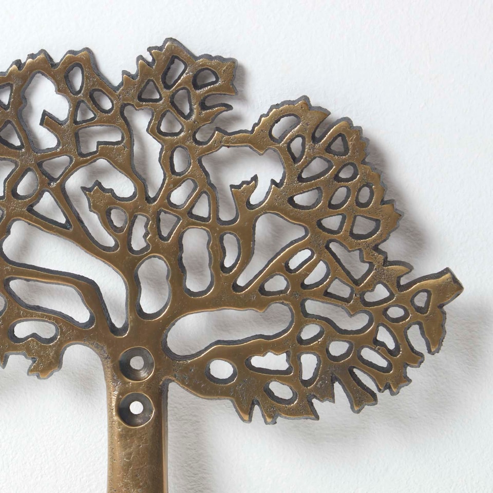 image 1 of Homescapes Gold Tree of Life Wall Mounted Coat Hook