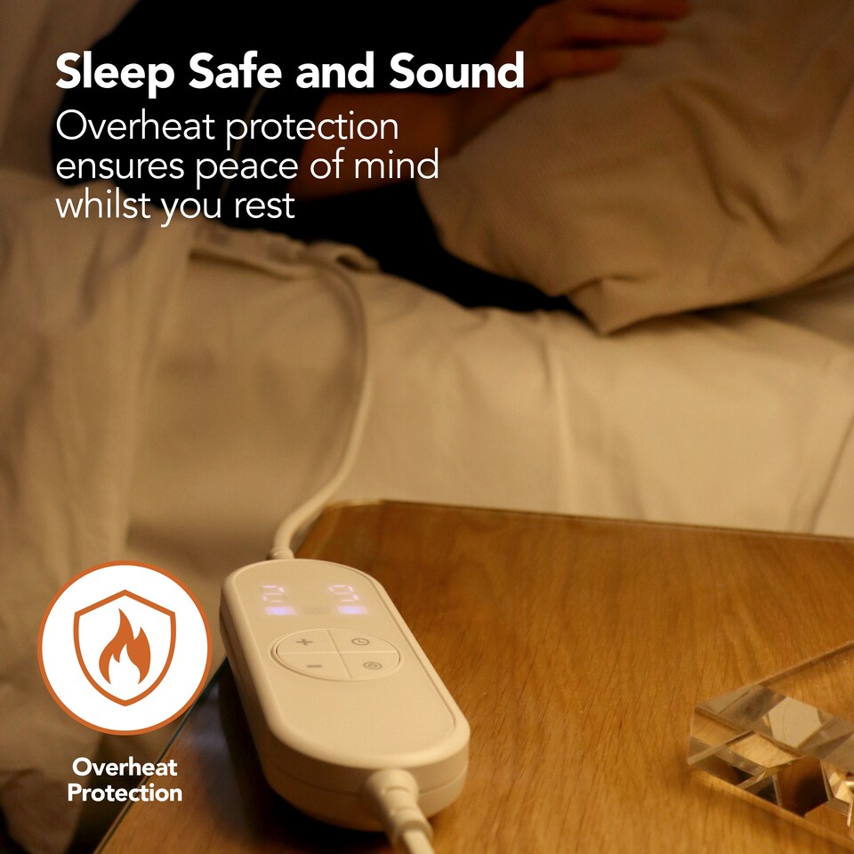 image 1 of Igenix Digital Heated Underblanket, 120W, Polyester, 1-9hr Timer, Machine Washable, White, King Size