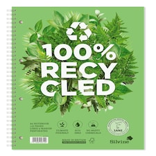 Silvine A4+ Premium Recycled Wirebound Notebook, Lined with margin, 120 pages of 100% Recycled Paper. Ref R102 [Pack of 5], White