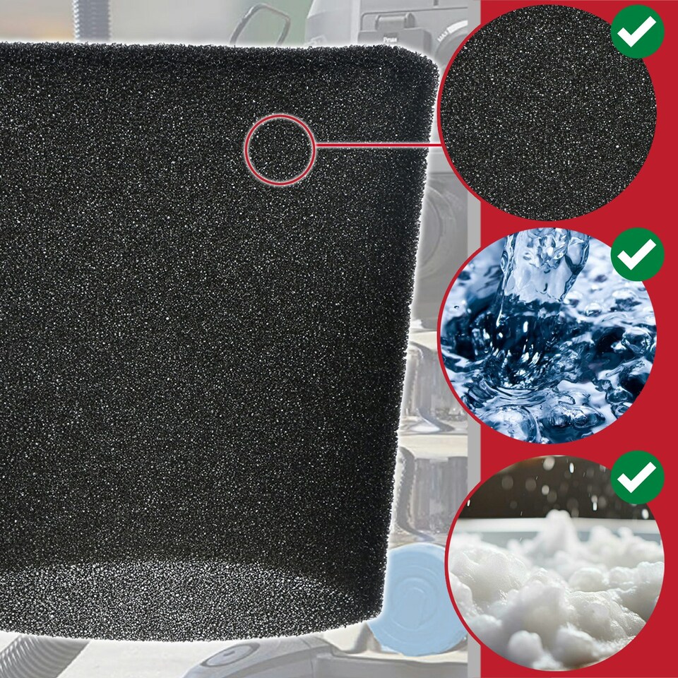 image 1 of SPARES2GO Foam Filter Sleeve compatible with Grizzly NTS 1423-S Inox Wet & Dry Vacuum Cleaner (22cm)