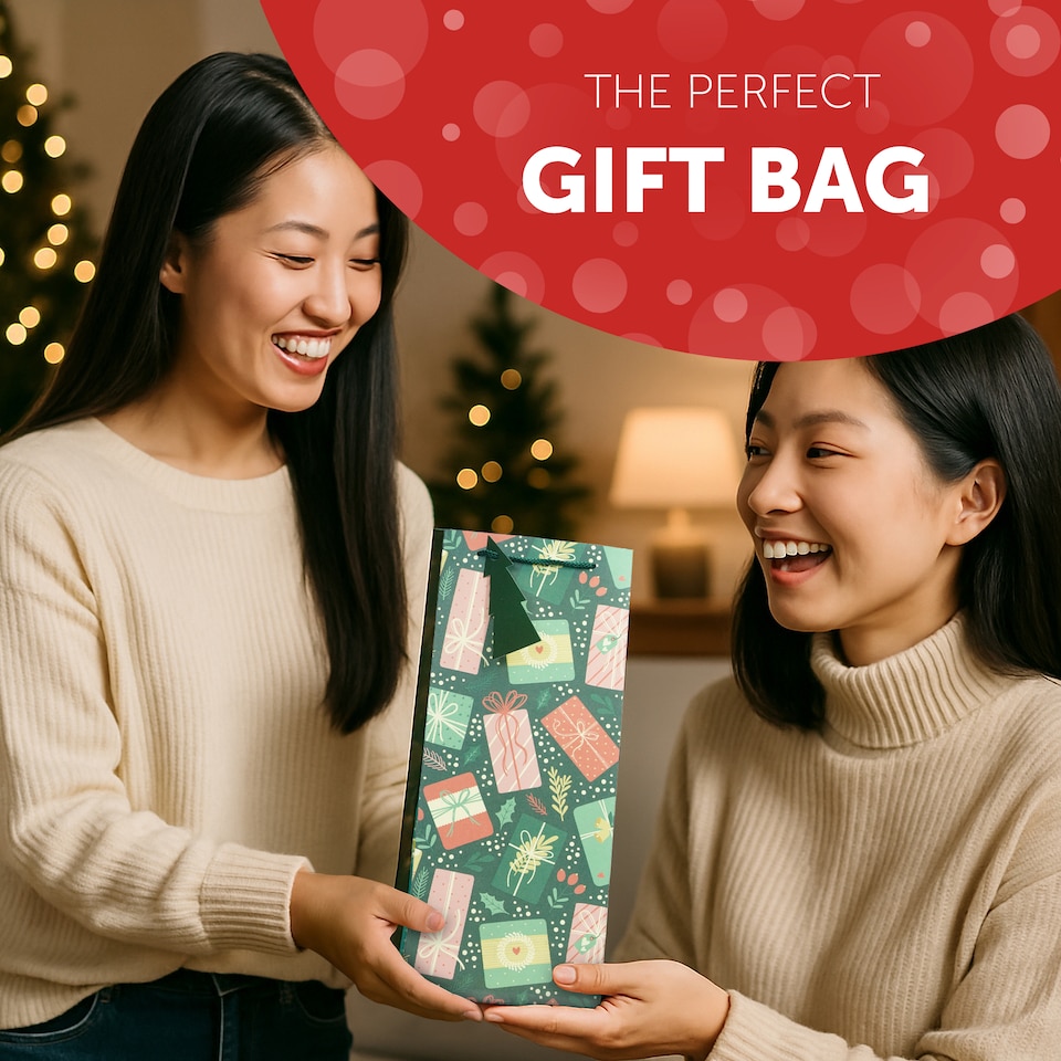 image 1 of Kraft and Co Christmas Wine Bottle Gift Bags with Cord Handles, 3 Pack
