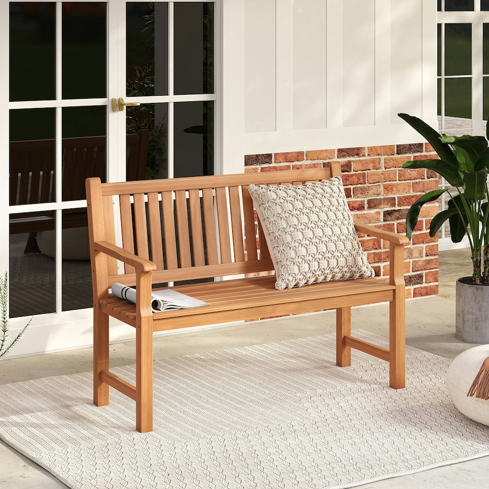 image 1 of COSTWAY 120 CM Outdoor Bench Solid Wood Garden Bench Brown