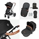 image 4 of Stomp Luxe 2-in-1 Pram – Birth to Approx. 4 Years, Foldable, All-Terrain, Rain Cover, Footmuff, Puncture-Proof Wheels & More (Black/Midnight/Tan)
