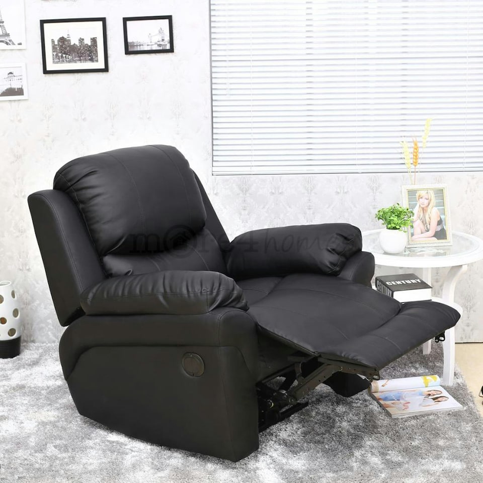 image 1 of Madison Electric Bonded Leather Automatic Recliner Home Lounge Chair (Black)