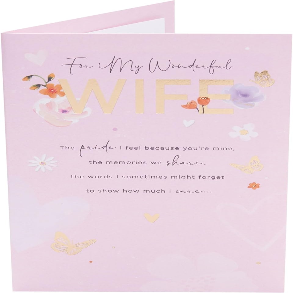 image 1 of Pink & Gold Design Wife Birthday Card