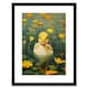image 1 of Whirlpool Duckling Lily Pads Flowers Nursery 9x7" Black Framed Wall Art Print