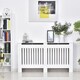 image 2 of HOMCOM Slatted Radiator Cover Painted Cabinet MDF Lined Grill in White (152L x 19W x 81H cm)