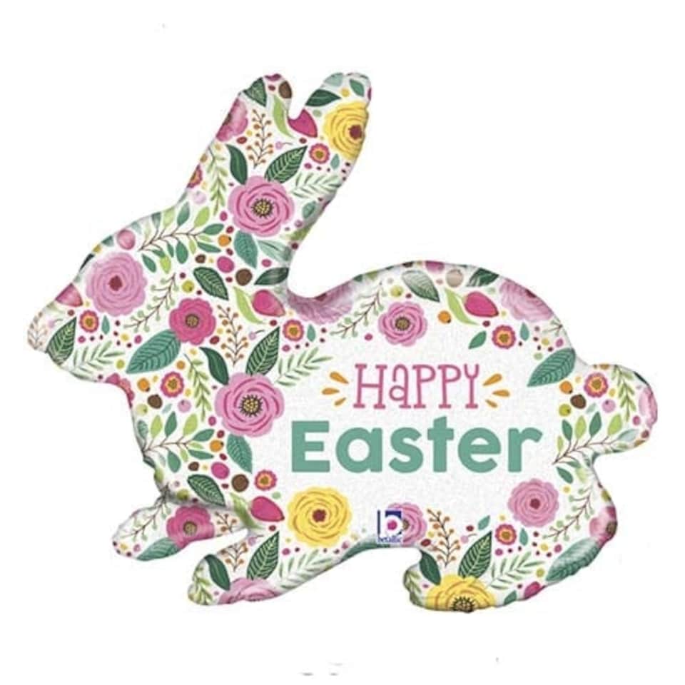 Spring Flowers Easter Bunny Holographic Helium Foil Giant Balloon 81cm / 32 in