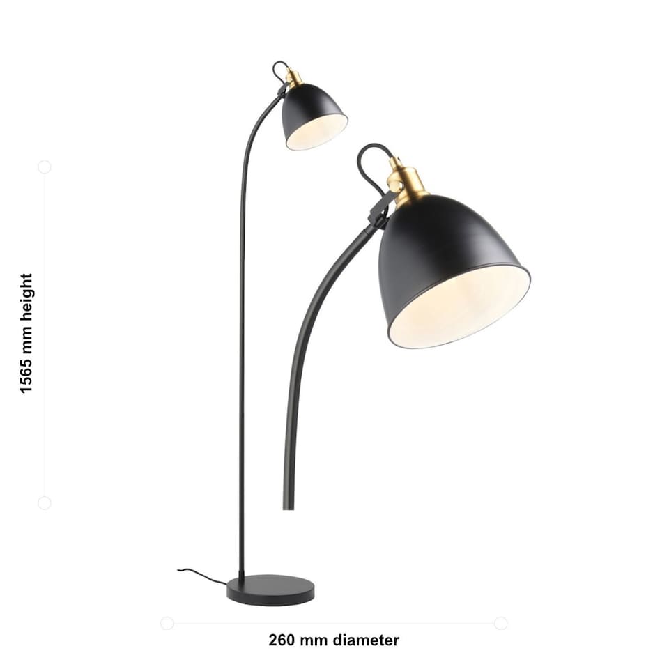 image 1 of Acrobat - Matt Black & Gold Industrial Floor Lamp