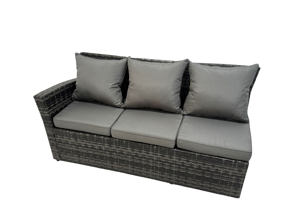 image 1 of Fimous 9 Seat Rattan Garden Furniture Corner Sofa Set Outdoor Adjustable Lifting Dining or Coffee Table Set with Big Footstool Dark Grey Mixed