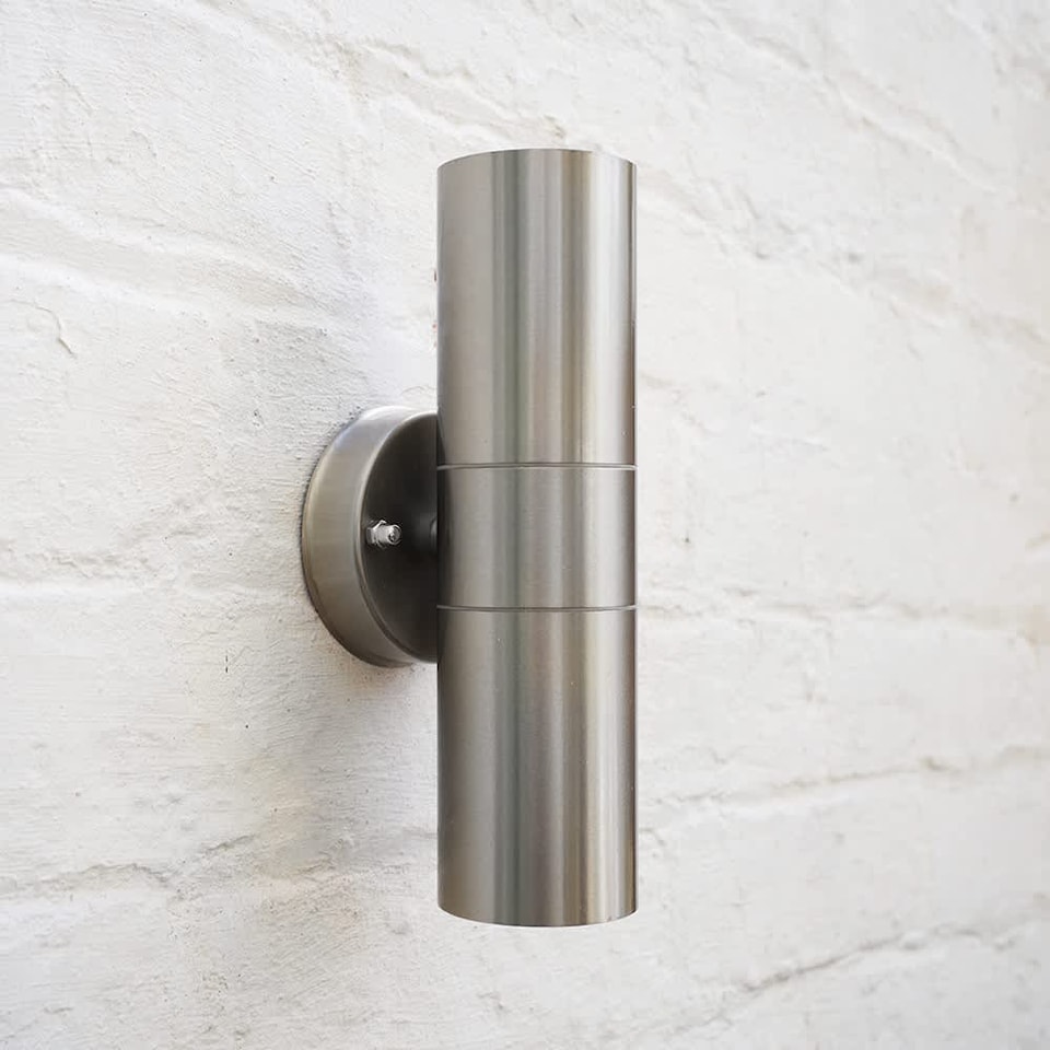 image 1 of ValueLights Up Down Silver Stainless Steel Outdoor Security Wall Light
