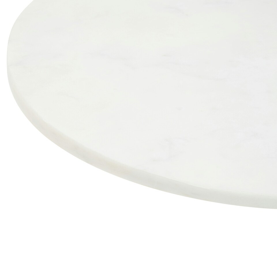 image 1 of Monzaro Round White Marble And Acacia Wood Cake Stand White