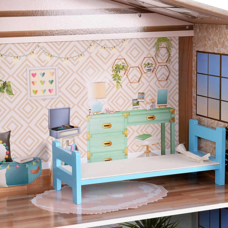 image 1 of Teamson Kids Wooden Dreamland Mediterranean Dollhouse Set