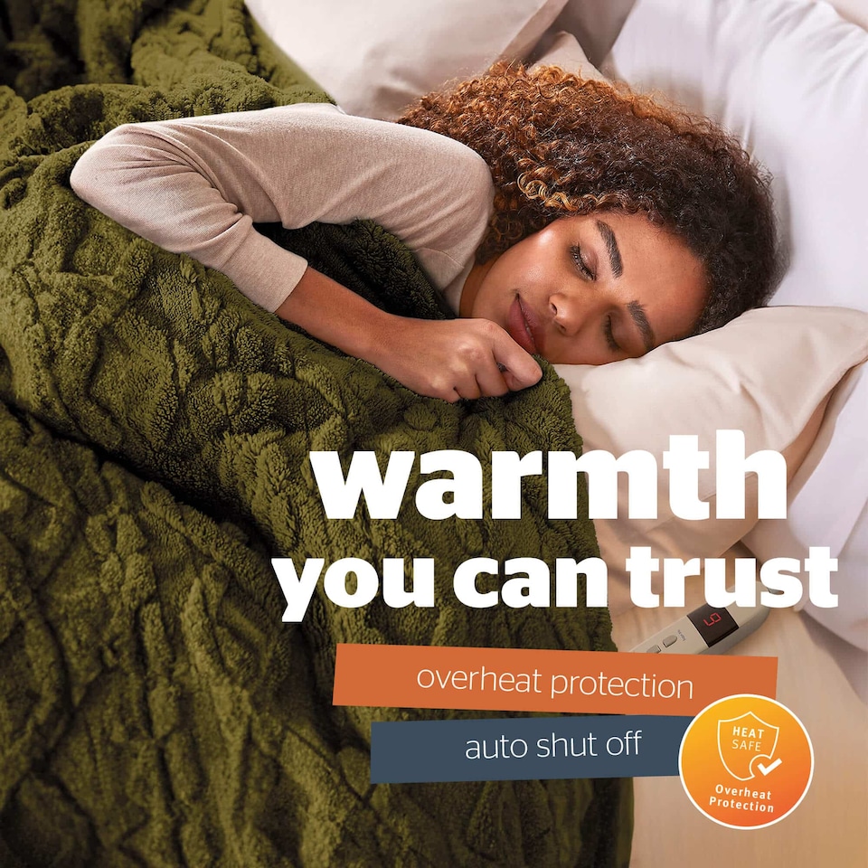 image 1 of Silentnight Luxury Super Cosy Heated Throw, Olive | Green | Olive | One Size | 1