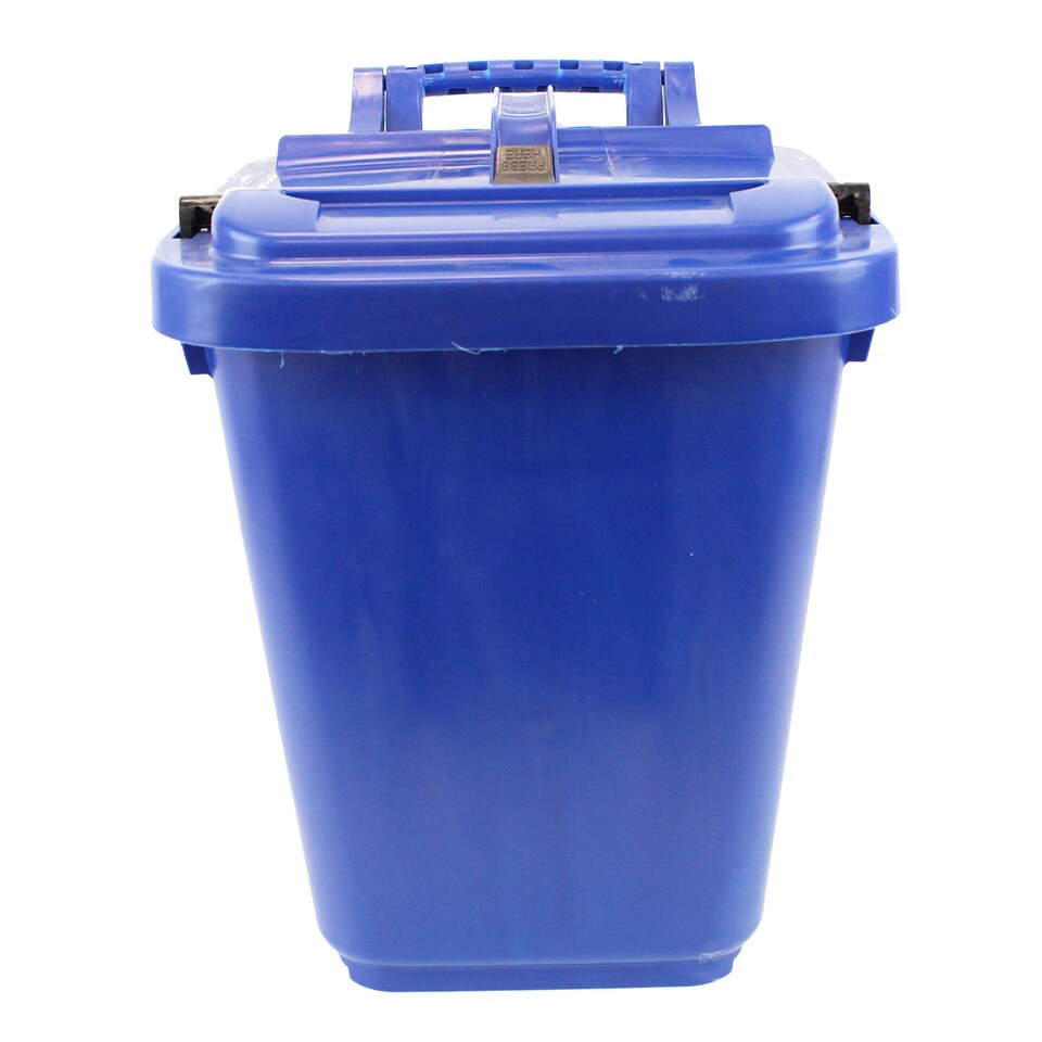 image 1 of Kerbside Compost Caddy with Locking Lid - Blue - for Food Waste Recycling (23 Litre) - Plastic Bin with Composting Guide