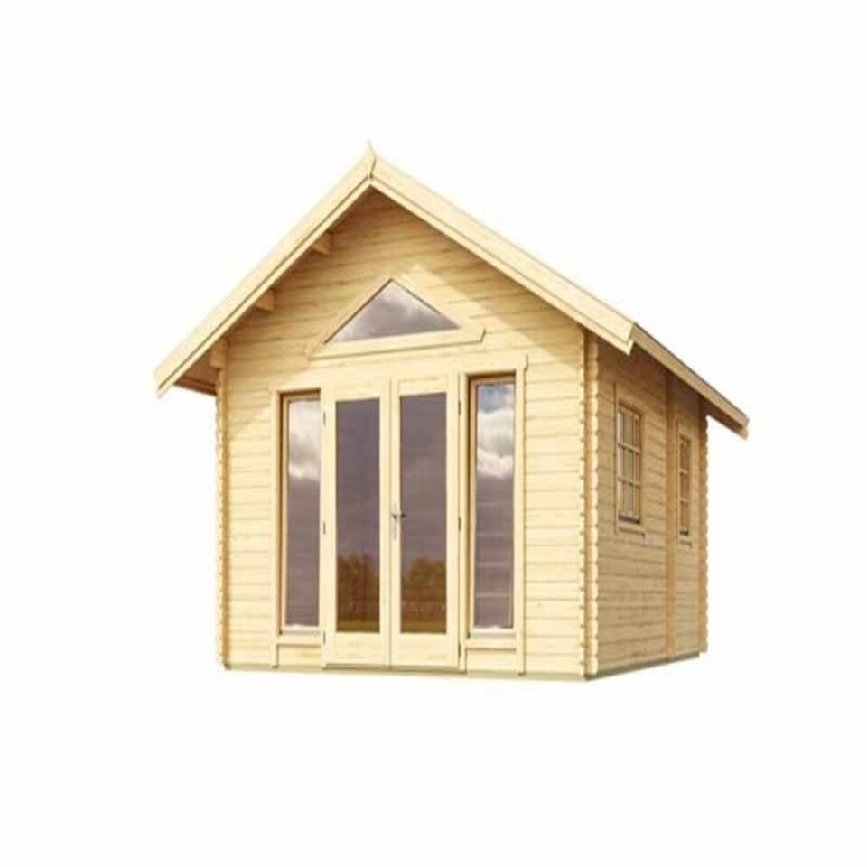 image 1 of Caroline 2 + Window set 2-Log Cabin, Wooden Garden Room, Timber Summerhouse, Home Office - L675 x W489.9 x H330.6 cm Brown