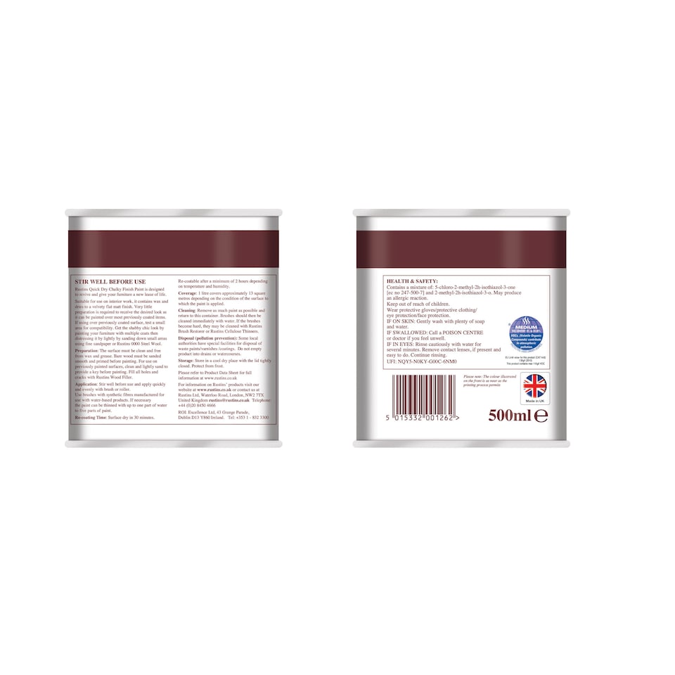 image 1 of Rustins Quick Dry Chalky Finish Paint Savoy Sage 500ml