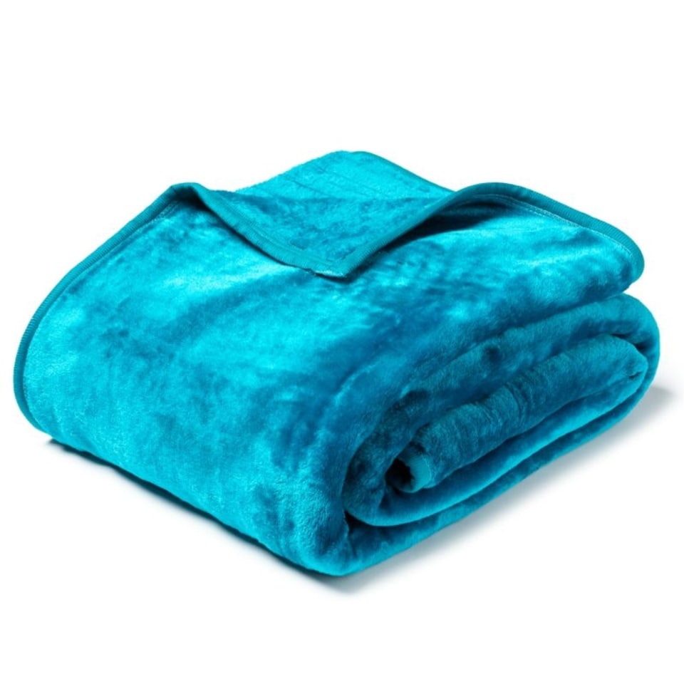 image 1 of Mink Throw Soft Touch Blanket Fleece Faux Fur 200x240cm | Blue | Teal
