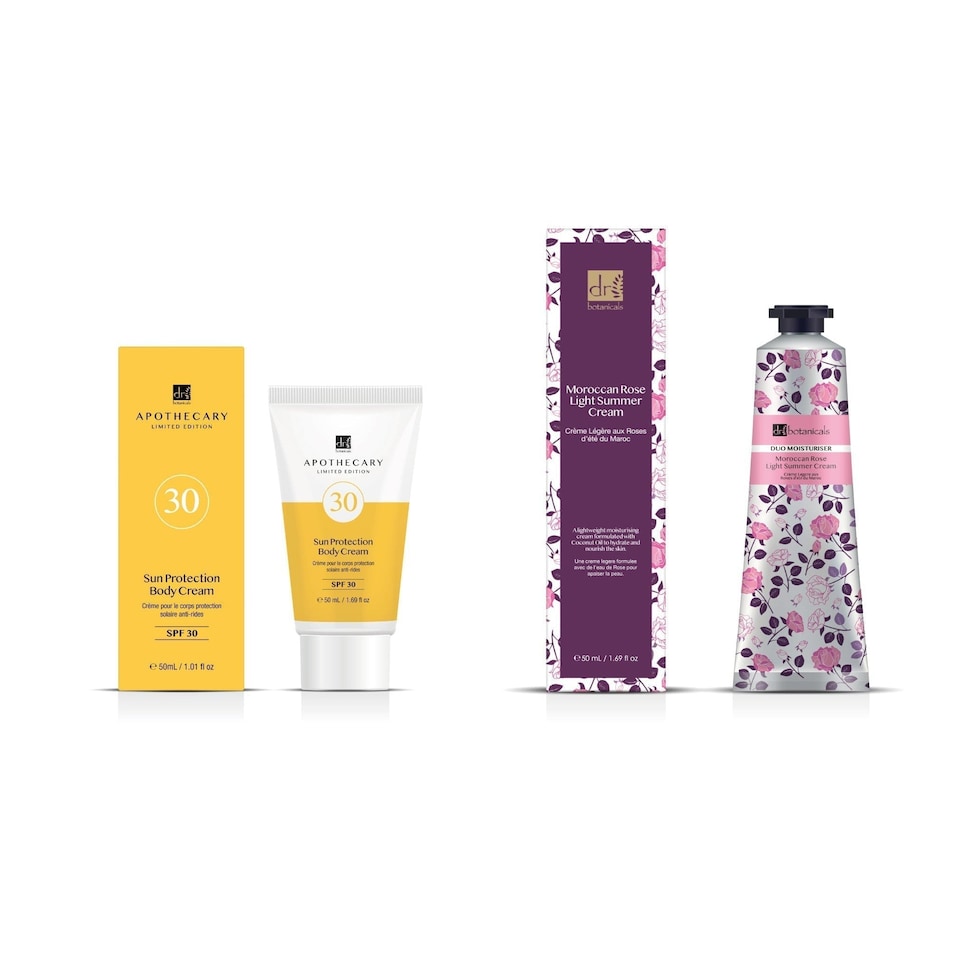 image 1 of Dr Botanicals Anti-Ageing SPF 30 Moroccan Rose Light Summer Body Kit