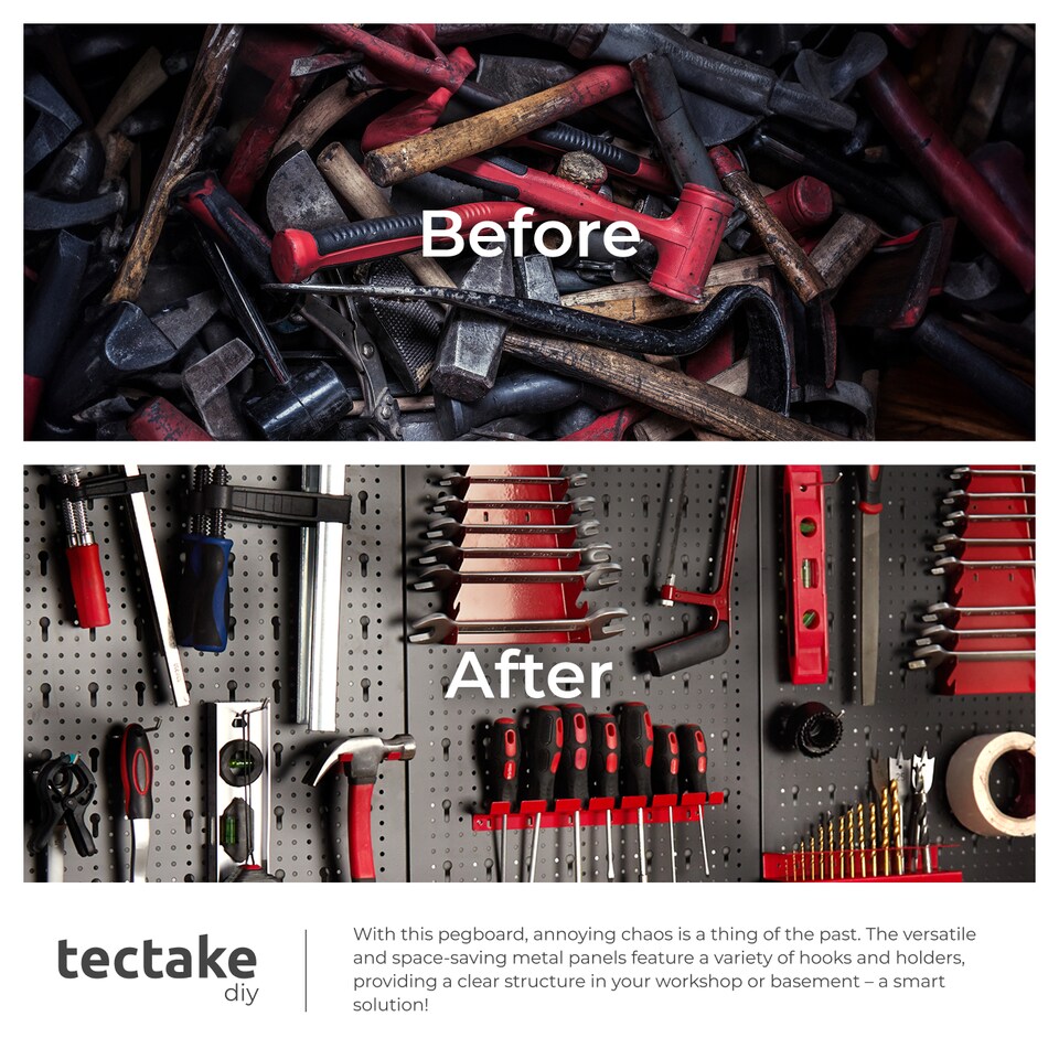 image 1 of Tool Pegboard Jonah - hooks and holders | Black | black/red | 2 x 240 x 60 cm | 6