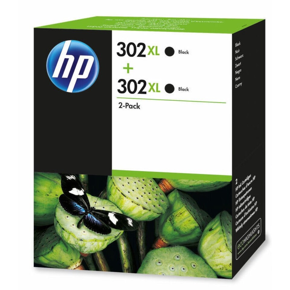 image 1 of HP 302XL Black Ink Cartridge Twin Pack