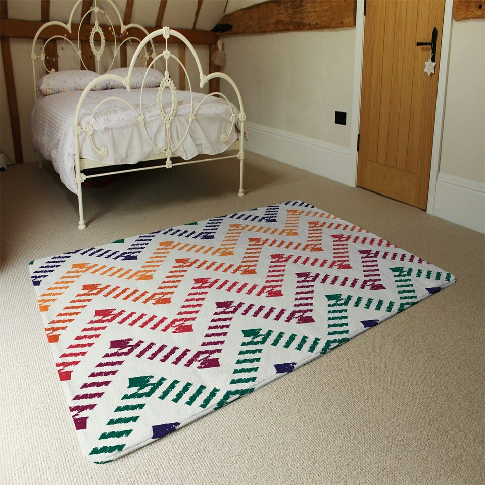 image 1 of Freehand horizontal zigzag and chevron stripes (Rug) Multi | XL: 160x230cm