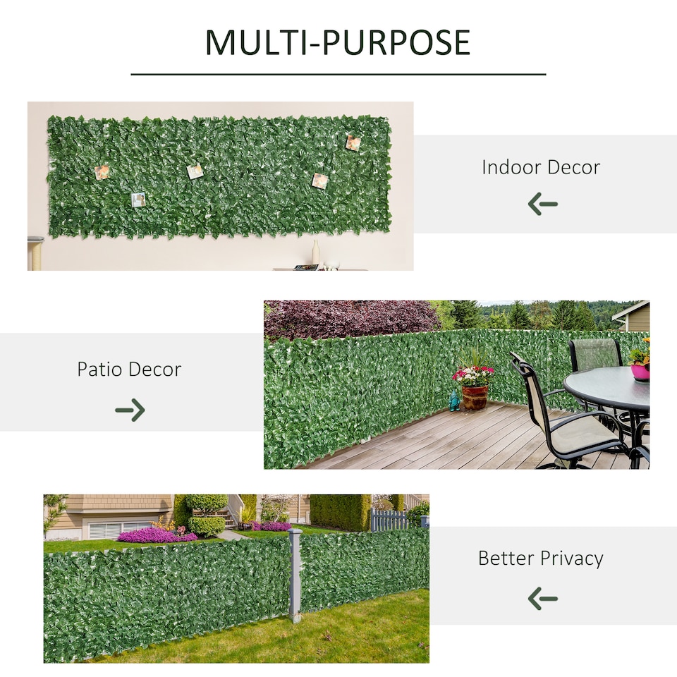image 1 of Outsunny Artificial Leaf Hedge Panel Garden Fence Privacy Screen on Roll 1m x 3m