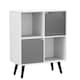 image 1 of White 4-Cube Storage Unit with 2 Wooden Doors and Legs | Grey | Grey & Black | 1
