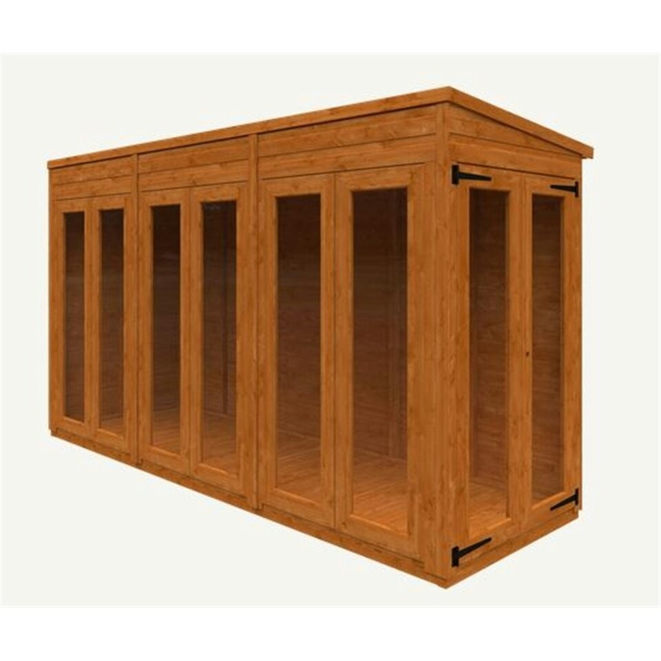 image 1 of 12 X 4 (3.54m x 1.15m) Wooden Tongue And Groove PENT Summerhouse (12mm T&G Floor And Roof) (12ft x 4ft) (12x4)