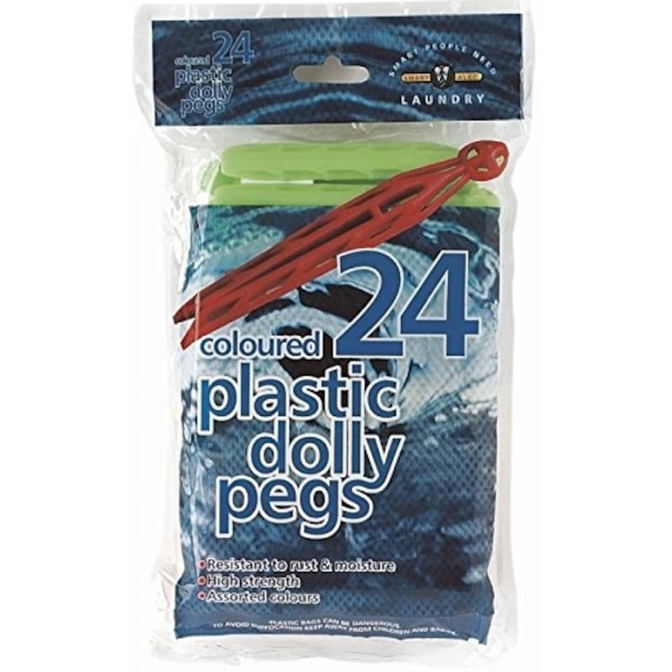 image 1 of Pack of 24 Coloured Plastic Dolly Pegs