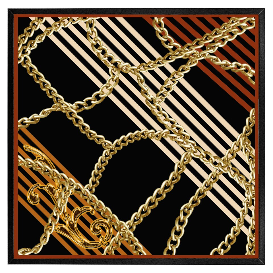 image 1 of Chains & stripes (Picutre Frame) Brown | Oak | L