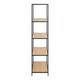 image 3 of Seaford Tall Black Metal Bookcase with 4 Oak Shelves