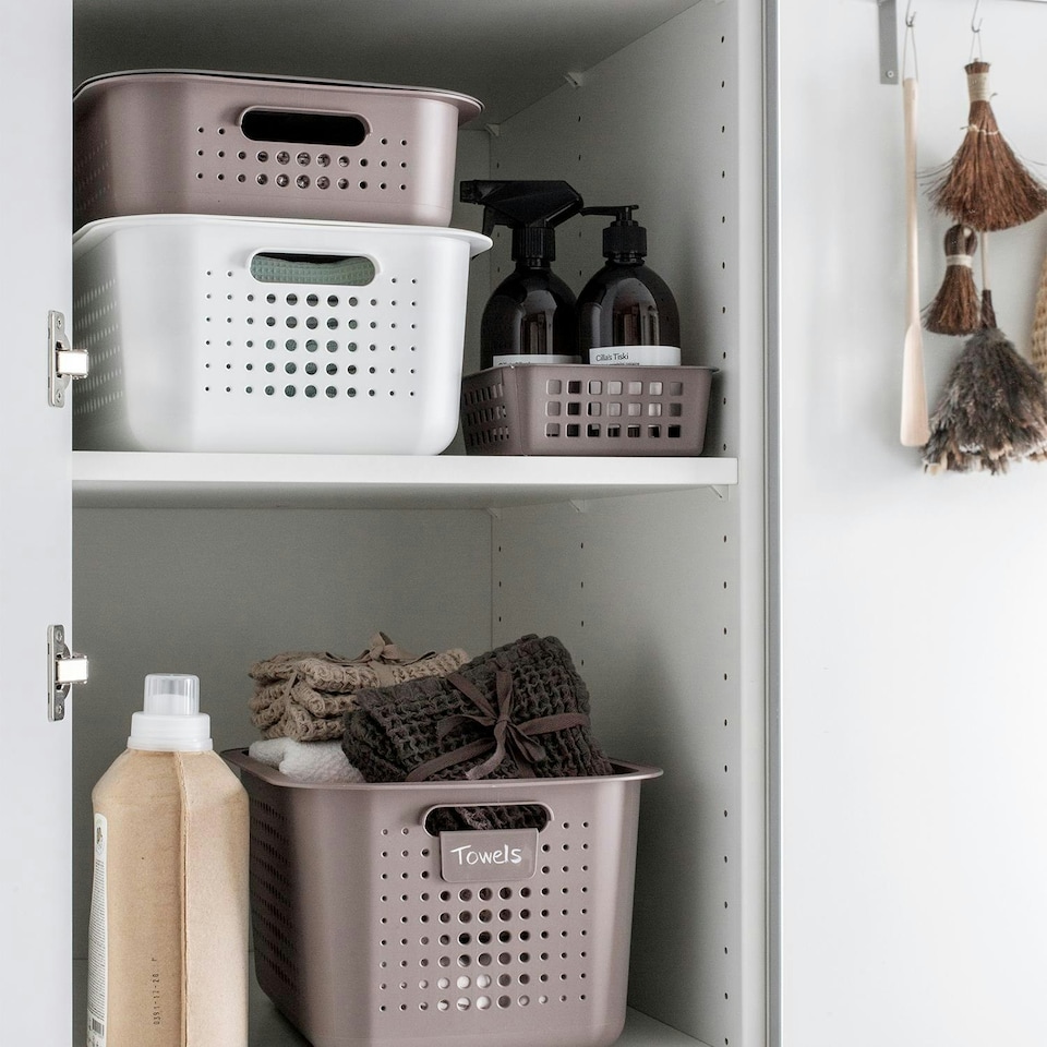 image 1 of SmartStore Basket Recycled Storage Box With Plastic Lid, White or Charcoal | Black | 6L