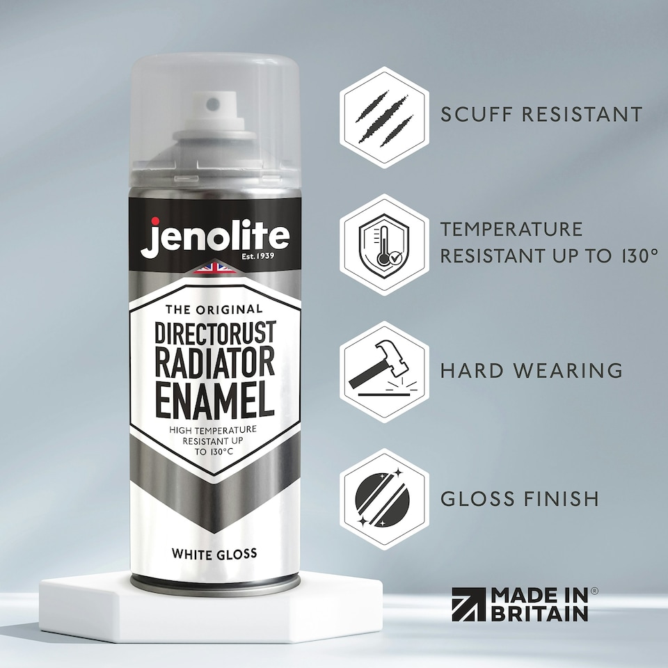 image 1 of Jenolite Directorust Radiator Enamel Paint - White Gloss - 400ml Spray Can