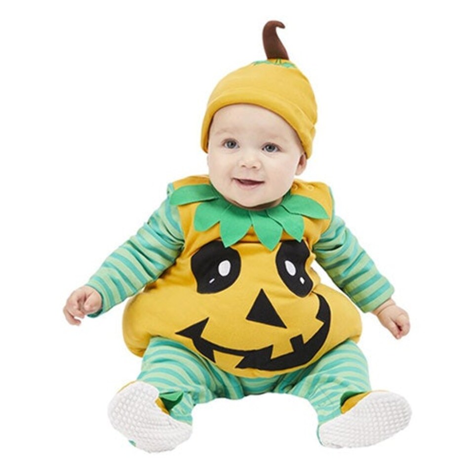 image 1 of Pumpkin Green Stripes Fancy Dress Costume Unisex Baby - 6-9 Months