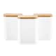 image 1 of Cooks Professional 3-Piece Square Tea Coffee Sugar Kitchen Storage Bins with Bamboo Lids | White | White | 3