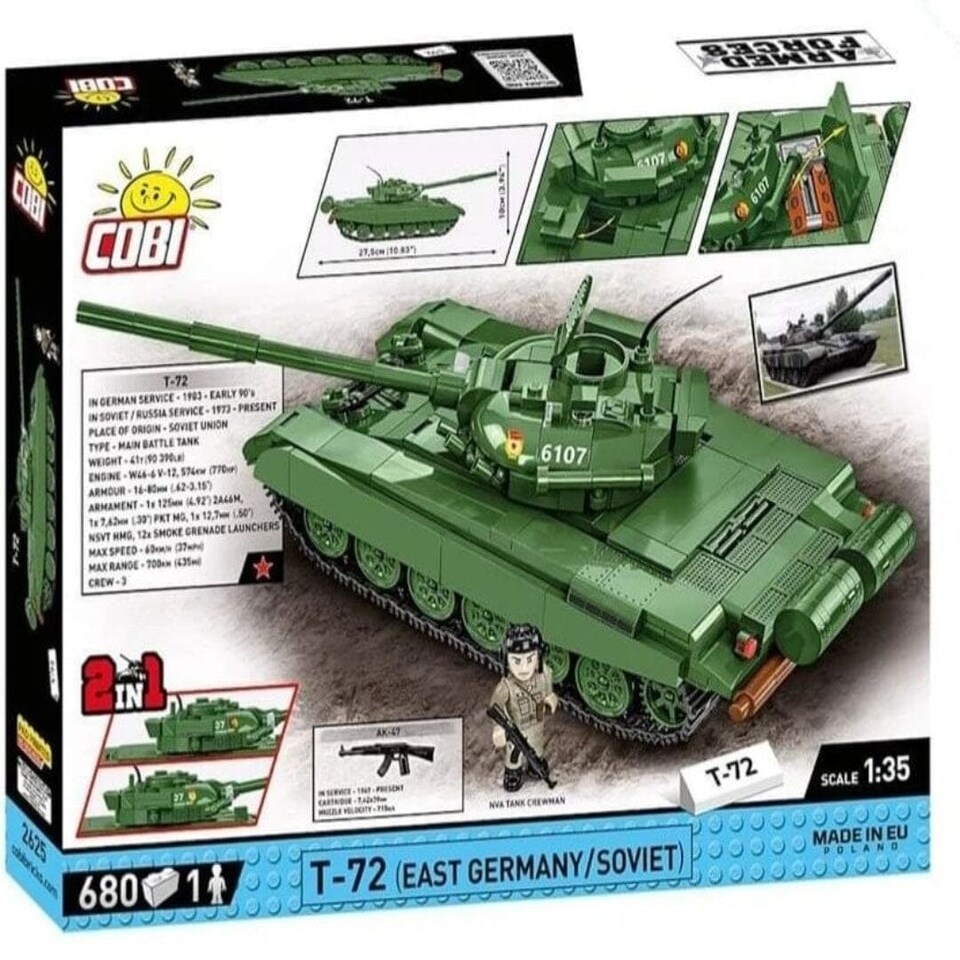 image 1 of T-72 M1 DDR & RU brick tank model - COBI 2625 - 678 bricks