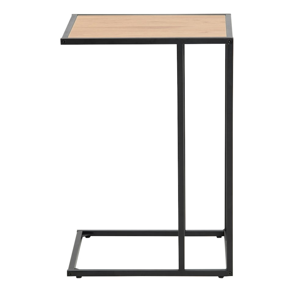 image 1 of Seaford Black Metal Side Table with Oak Top