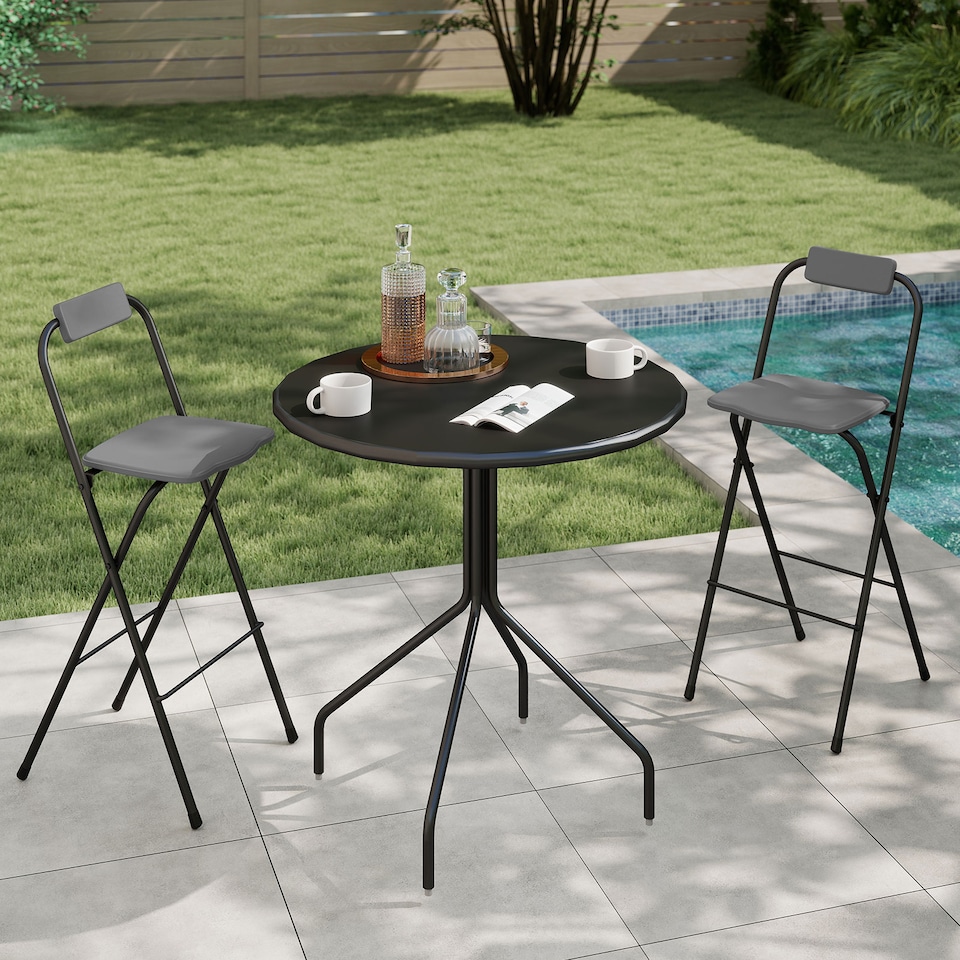 image 1 of COSTWAY Outdoor Folding Barstools Set of 2 Bar Height Patio Chairs