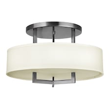 Hampton 3 Light Semi Flush Ceiling Light Antique Nickel, E27