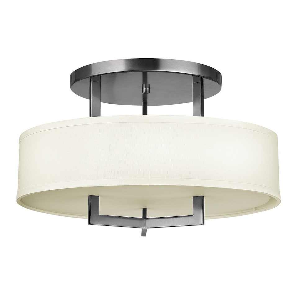 image 1 of Hampton 3 Light Semi Flush Ceiling Light Antique Nickel, E27