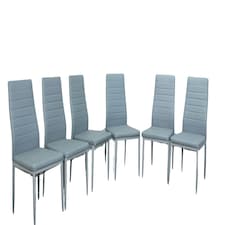 Leather Dining Chairs Set of 6 Grey Kitchen Chairs Grey