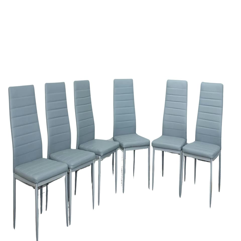 image 1 of Leather Dining Chairs Set of 6 Grey Kitchen Chairs Grey